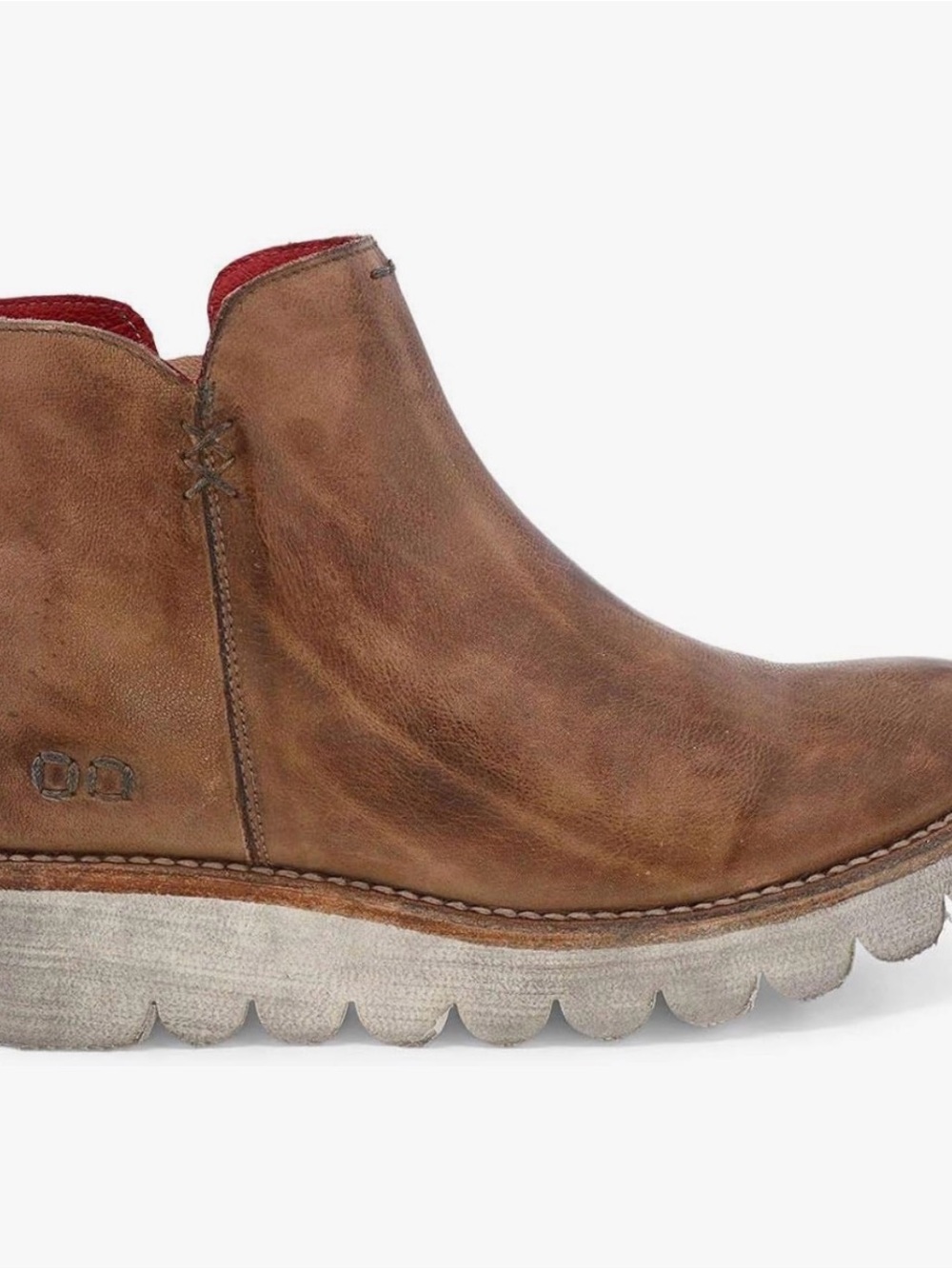 BED|STU Red Leather Boot with Cream Insole